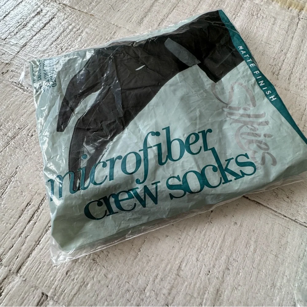 Vintage Silkies Microfiber Crew Socks NEW‎ Lot of 2 Navy Blue Matte Finish